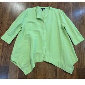 The Limited Asymmetric Hem Button Up Blouse Lime Green Size Large Statement Top